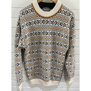 Vintage North country Eaton Sweater Mens knit fair isle Nordic acrylic Wool M